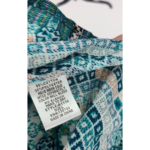 Umgee Womens Large Romper Blue Teal Aztec Print Boho Festival Hippie Summer - Picture 10 of 12